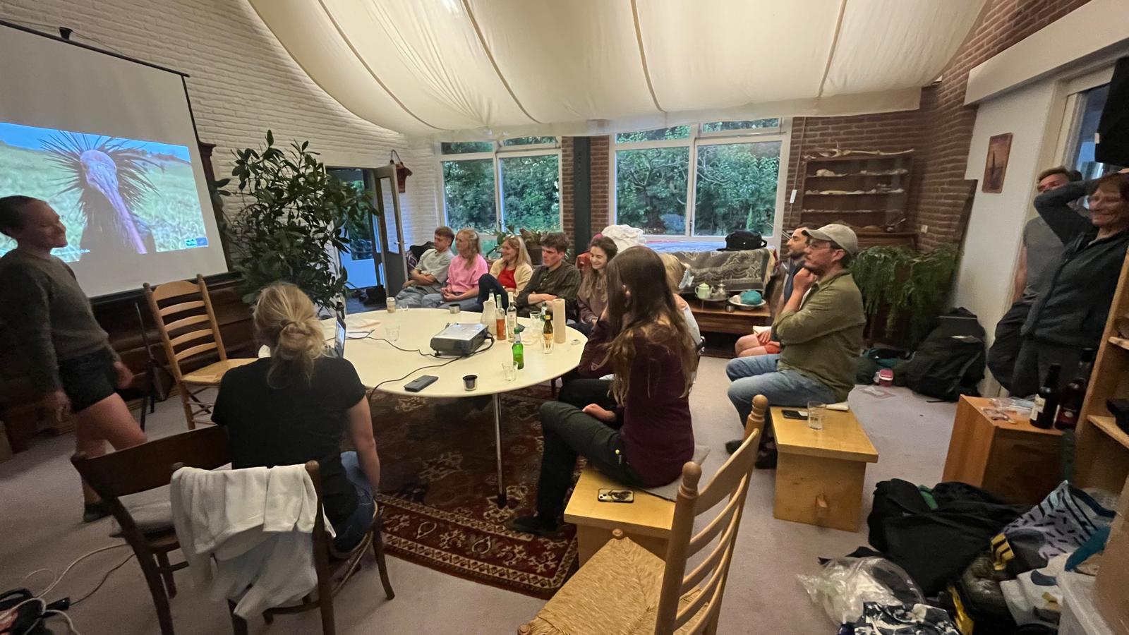 Photo 4: Evening talk and discussion about the Northern Bald Ibis and earth observation analysis. (Theunis Piersma)